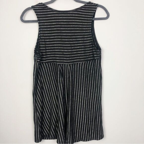 W5 | Vertical Stripe Tank Top Black Sleeveless Swing Women’s Size Large - Picture 5 of 8